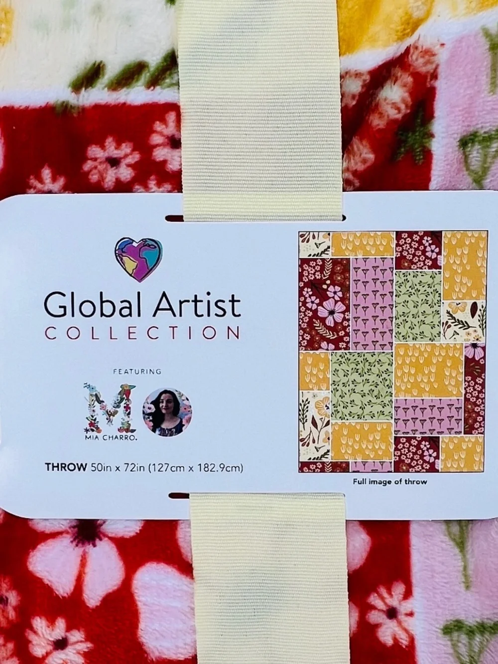 Global Artist Collection x Mia Charro Throw Blanket Floral Boho Indie Cozy Homey